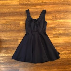 Navy Blue Scallop Top Dress